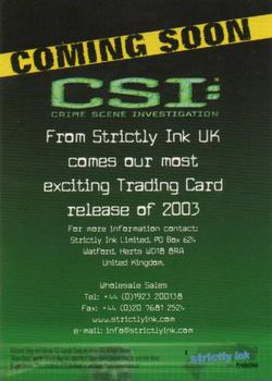 2003 Strictly Ink CSI Series 1 - Preview Set A #A10 Dr. Robbins Back