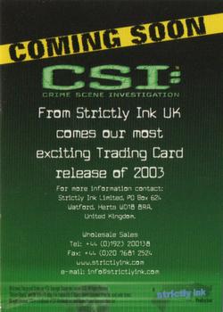 2003 Strictly Ink CSI Series 1 - Preview Set B #B10 In the Desert Back