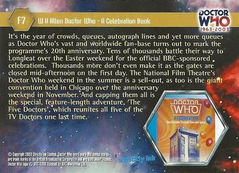 2003 Strictly Ink Doctor Who 40th Anniversary - Merchandise Over 40 Years Gold-Foil Set #F7 1983 - The Five Doctors Back