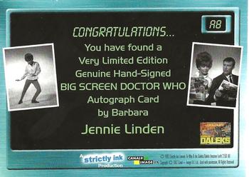 2003 Strictly Ink Doctor Who Big Screen - Autographs #A8 Jennie Linden Back