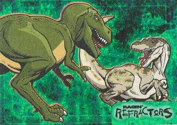2001 Inkworks Jurassic Park III 3D - Ragin' Refractor Green Prismatic Foil #RR5 Velociraptors probably hunted in packs Front