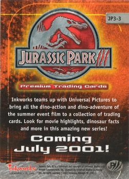 2001 Inkworks Jurassic Park III 3D - Promos #JP3-3 Velociraptor Back