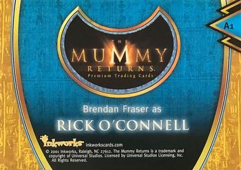 2001 Inkworks The Mummy Returns - Autographs #A1 Brendan Fraser Back