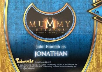 2001 Inkworks The Mummy Returns - Autographs #A4 John Hannah Back