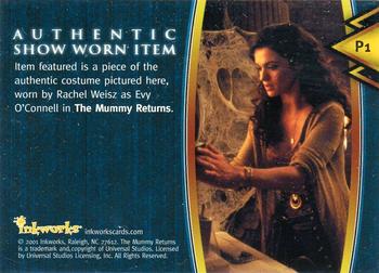 2001 Inkworks The Mummy Returns - Pieceworks Costume #P1 Evy O'Connell Back