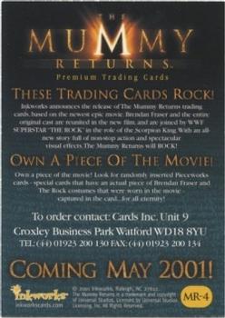 2001 Inkworks The Mummy Returns - Promos #MR-4 Cards Inc., U.K. Back