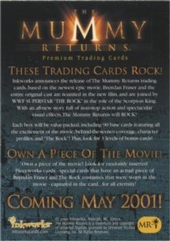 2001 Inkworks The Mummy Returns - Promos #MRi The Rock Back