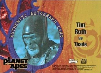 2001 Topps Planet of the Apes - Autographs #NNO Tim Roth Back