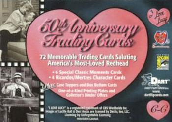 2001 Dart I Love Lucy 50th Anniversary - Promos #C-C 50th Anniversary Trading Cards (San Diego Comic Con) Back