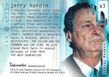 2001 Inkworks X-Files Seasons 4 & 5 - Autographs #A3 Jerry Hardin Back