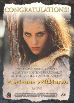 2001 Rittenhouse Xena Season 6 - Autographs #A8 Adrienne Wilkinson Back