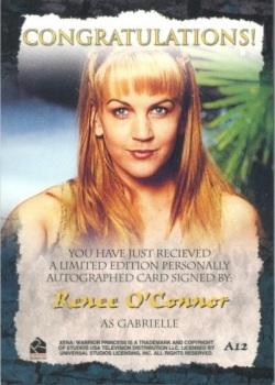 2001 Rittenhouse Xena Season 6 - Autographs #A12 Renee O'Connor Back