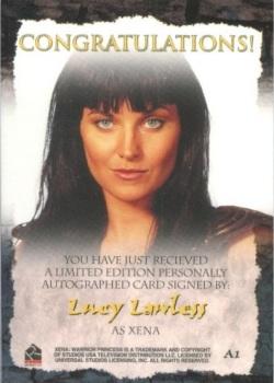2001 Rittenhouse Xena Seasons 4 & 5 - Autographs #A1 Lucy Lawless Back