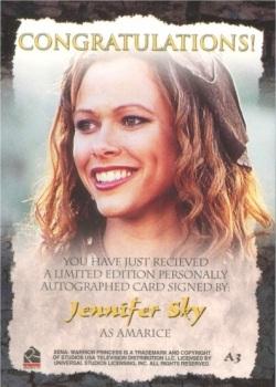 2001 Rittenhouse Xena Seasons 4 & 5 - Autographs #A3 Jennifer Sky Back