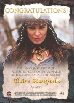 2001 Rittenhouse Xena Seasons 4 & 5 - Autographs #A5 Claire Stansfield Back