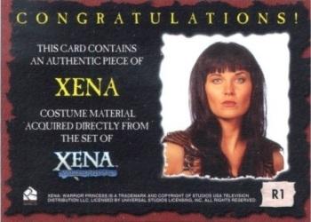2001 Rittenhouse Xena Seasons 4 & 5 - Costumes #R1 Xena Back