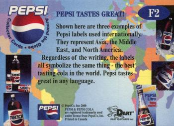 2000 Dart Pepsi Around the Globe - Foil #F2 Pepsi Tastes Great Back