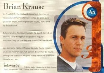 2000 Inkworks Charmed Season 1 - Autographs #A5 Brian Krause Back