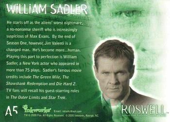 2000 Inkworks Roswell - Autographs #A5 William Sadler Back