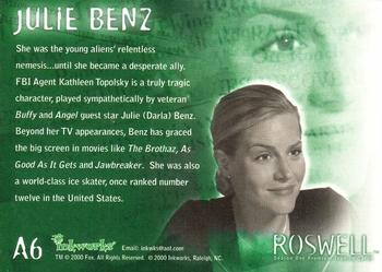 2000 Inkworks Roswell - Autographs #A6 Julie Benz Back