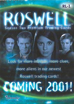 2000 Inkworks Roswell - Box Topper #RL-1 Coming 2001! Back