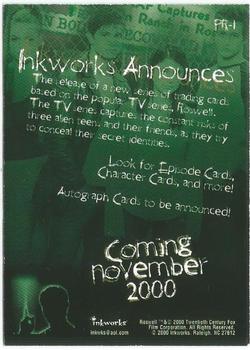 2000 Inkworks Roswell - Promos #PR-1 Coming November 2000 Back