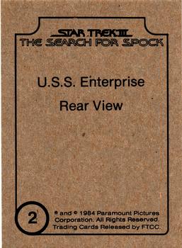 1984 FTCC Star Trek III: The Search for Spock - Ships #2 U.S.S. Enterprise Rear View Back