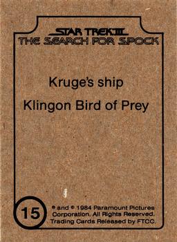 1984 FTCC Star Trek III: The Search for Spock - Ships #15 Kruge's ship Klingon Bird of Prey Back