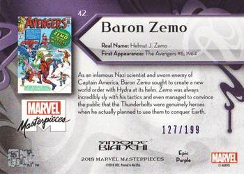 2018 Upper Deck Marvel Masterpieces - Purple Foil #42 Baron Zemo Back