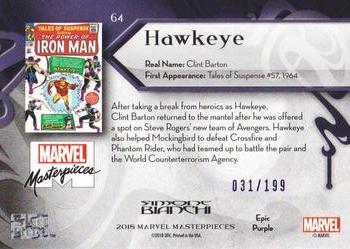 2018 Upper Deck Marvel Masterpieces - Purple Foil #64 Hawkeye Back