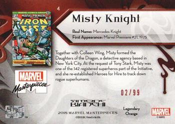 2018 Upper Deck Marvel Masterpieces - Orange Foil #4 Misty Knight Back