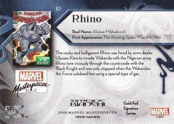 2018 Upper Deck Marvel Masterpieces - Gold Foil #10 Rhino Back