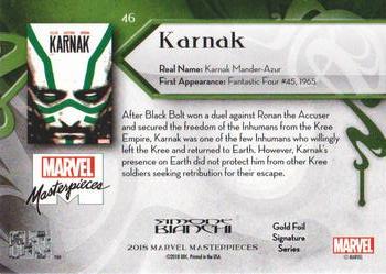 2018 Upper Deck Marvel Masterpieces - Gold Foil #46 Karnak Back