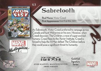 2018 Upper Deck Marvel Masterpieces - Gold Foil #63 Sabretooth Back