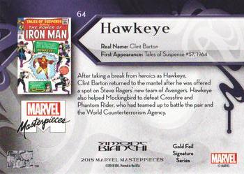 2018 Upper Deck Marvel Masterpieces - Gold Foil #64 Hawkeye Back