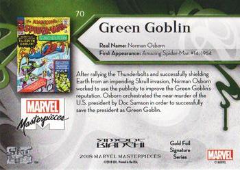 2018 Upper Deck Marvel Masterpieces - Gold Foil #70 Green Goblin Back