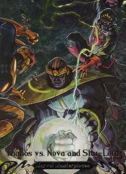 2018 Upper Deck Marvel Masterpieces - Battle Spectra #BS-2 Thanos vs. Nova and Star-Lord Front