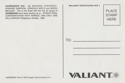 1993 Upper Deck The Valiant Era - Postcard Promos #1 Harbinger #25 Back