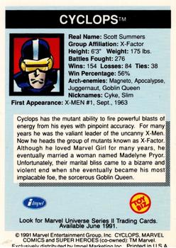 1991 Impel Marvel Universe II Toy Biz Promos #NNO Cyclops Back