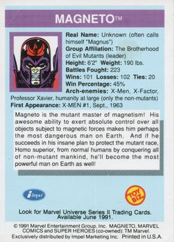 1991 Impel Marvel Universe II Toy Biz Promos #NNO Magneto Back