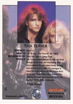 1991 Brockum Rock Cards - Promos #5 Erik Turner Back