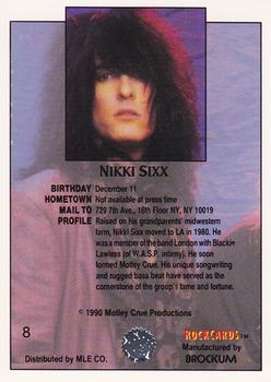 1991 Brockum Rock Cards - Promos #8 Nikki Sixx Back