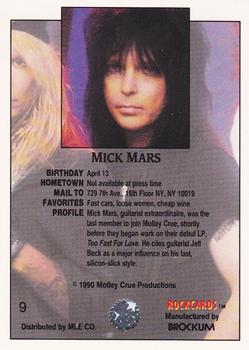 1991 Brockum Rock Cards - Promos #9 Mick Mars Back