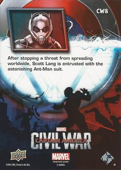 2016 Upper Deck Captain America Civil War (Walmart) #CW8 (Ant-Man)                                   After stopping a threat from spreading worldwide Back