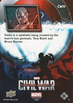 2016 Upper Deck Captain America Civil War (Walmart) #CW11 (Vision)                                    Vision is a synthetic being created by the team's Back