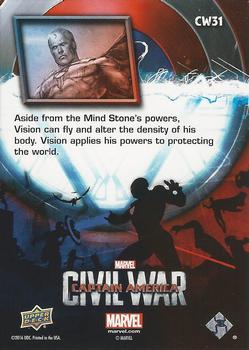 2016 Upper Deck Captain America Civil War (Walmart) #CW31 (Vision)                                    Aside from the Mind Stone's powers, Vision can fly Back