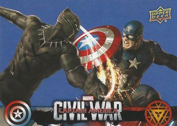 2016 Upper Deck Captain America Civil War (Walmart) #CW40 (eye beam vs. shield)                       As the fight gets heated, the heroes must not lose Front