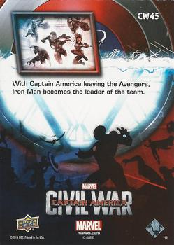 2016 Upper Deck Captain America Civil War (Walmart) #CW45 (Team Iron Man)                             With Captain America leaving the Avengers, Iron Back