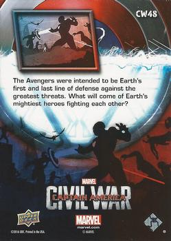 2016 Upper Deck Captain America Civil War (Walmart) #CW48 (Team vs. Team silhouette)                  The Avengers were intended to be Earth's first and Back