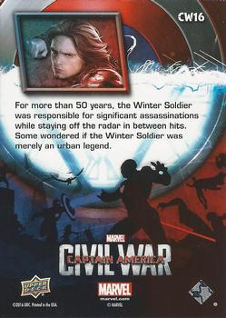 2016 Upper Deck Captain America Civil War (Walmart) #CW16 (Winter Soldier) For more than 50 years, the Winter Soldier was res Back